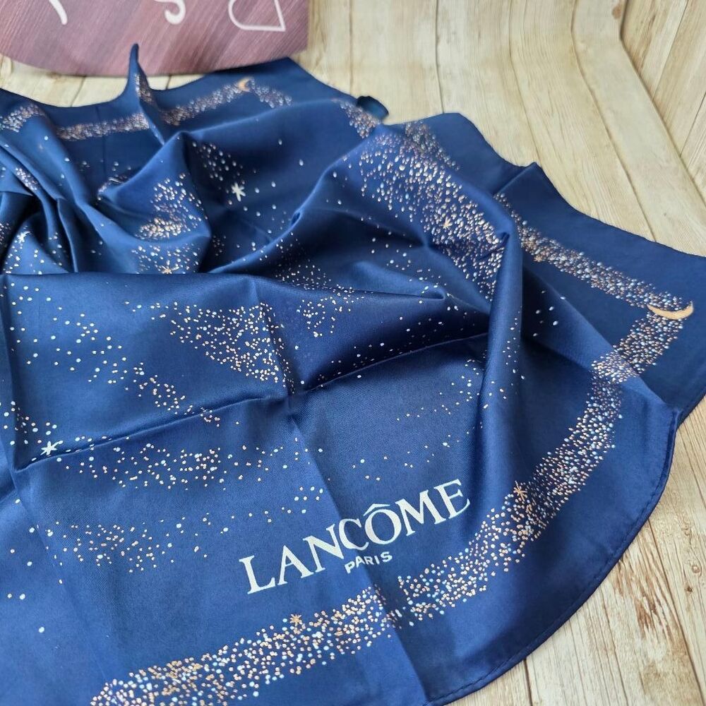 Women's Lancome Scarf Blue Gold NWOT